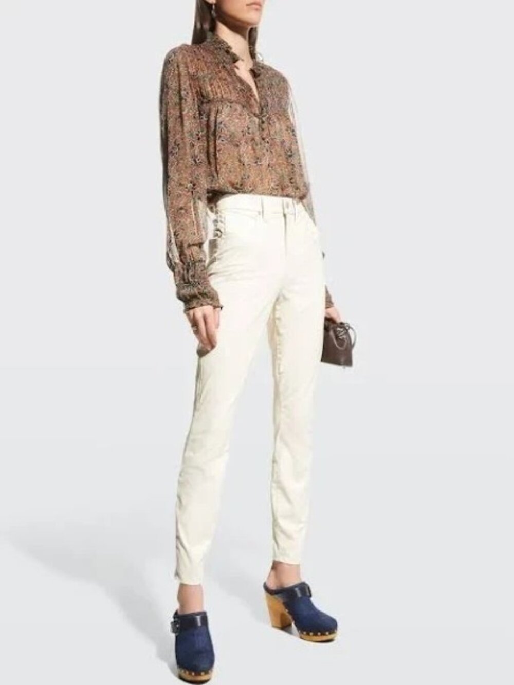 Veronica Beard Faux Leather Debbie Pants in Cream color - size 28